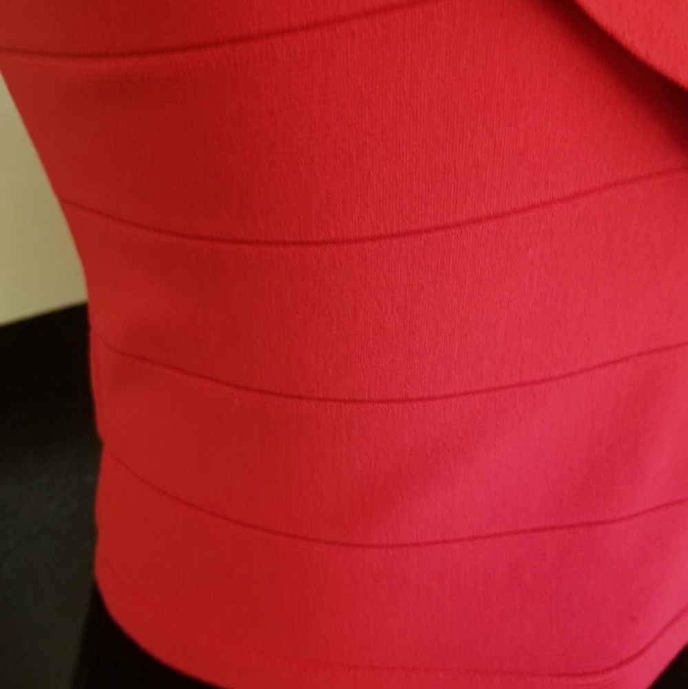 bebe Red One-Shoulder Ruffle Crop Top - Picture 6 of 7